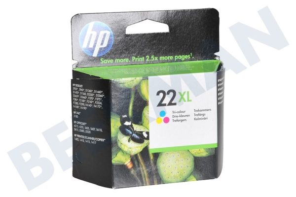 HP 22XL originele ink cartridge drie kle