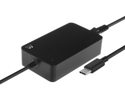 Ewent - USB-C PD notebooklader met vaste kabel - 65W - zwart