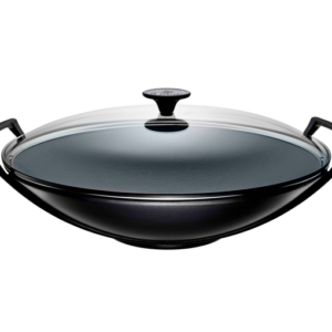 Le Creuset - Gietijzeren wok in Mat Zwart met glazen deksel 36cm 4,5l