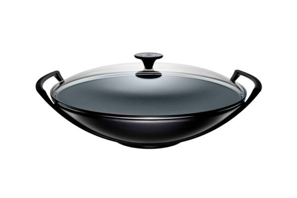 Le Creuset - Gietijzeren wok in Mat Zwart met glazen deksel 36cm 4,5l