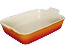 Le Creuset - Aardewerken rechthoekige ovenschaal in Oranje-rood 32cm 3,85l