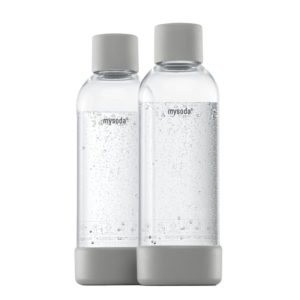 MySoda - Set van 2 herbruikbare flessen - 1L - Grijs