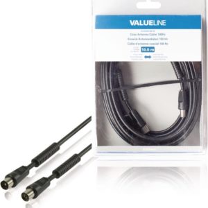 Valueline - Vlsb40010b100 - Coax antennekabel 100dB coax mannelijk - 10,0 M - Zwart