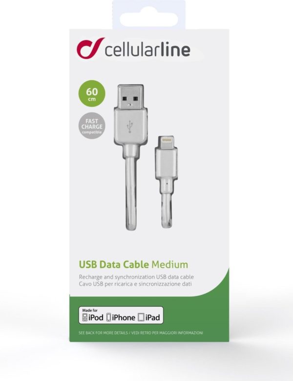 Cellularline - USB A Lightning Wit - 0,6m
