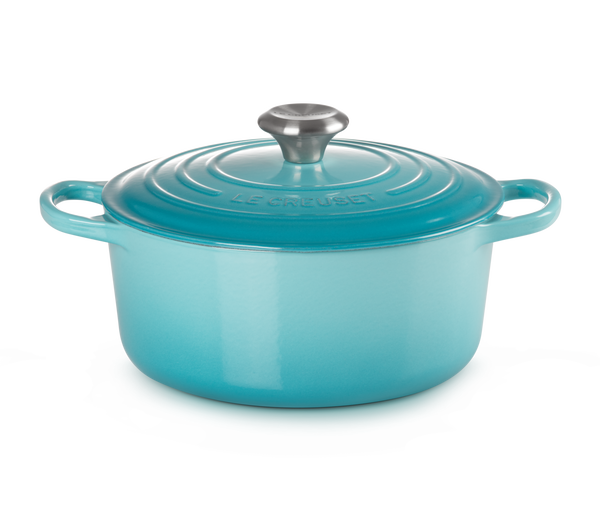 LE CREUSET -RONDE BRAAD-/STOOFPAN 24CM CARIBBEAN RS KNOP LE CREUSET -RONDE BRAAD-/STOOFPAN 24CM CARIBBEAN RS KNOP