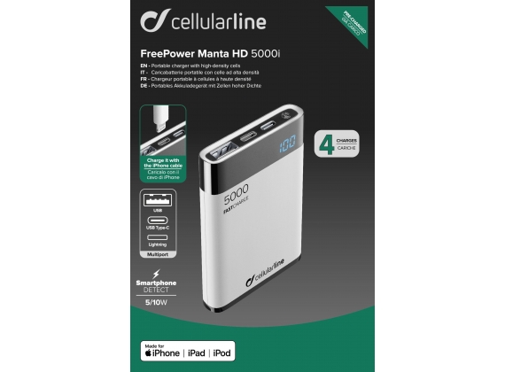 Cellularline - Powerbank - freepower manta 5000mAh - Wit