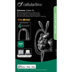 Cellularline - USB-C kabel naar Apple lightning - 2m - Zwart