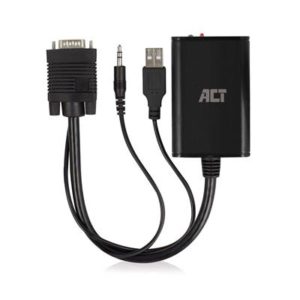 ACT - VGA male - HDMI-A female adapter met 3,5mm jack male