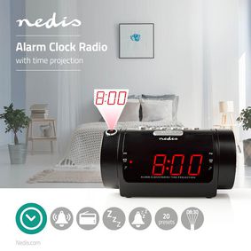 NEDIS - Digitale Wekkerradio LED-Scherm | Tijdprojectie | AM / FM | Snoozefunctie | Slaaptimer | Zwart