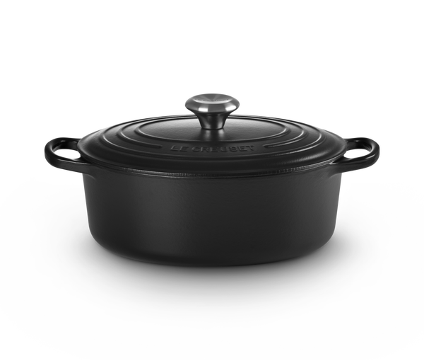 LE CREUSET - OVALE BRAAD-/STOOFPAN 27CM MATTE BLACK RS KNOP