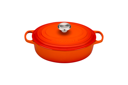 LE CREUSET - Stoofpan Ovaal Laag in Geëmailleerd Gietijzer 27 cm / 3.4L ORANJEROOD