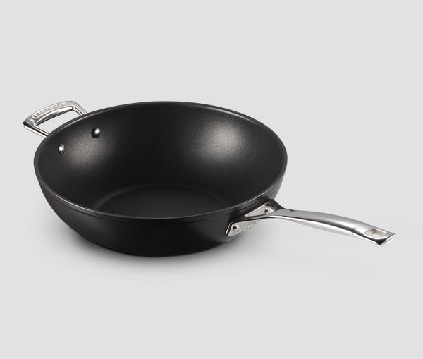 LE CREUSET - Anti-aanbak wokpan + handvat in Zwart 30cm 4,7l