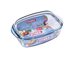 Pyrex - Essentials Schaal Rechthoek met Deksel - 4,5l - Transparant