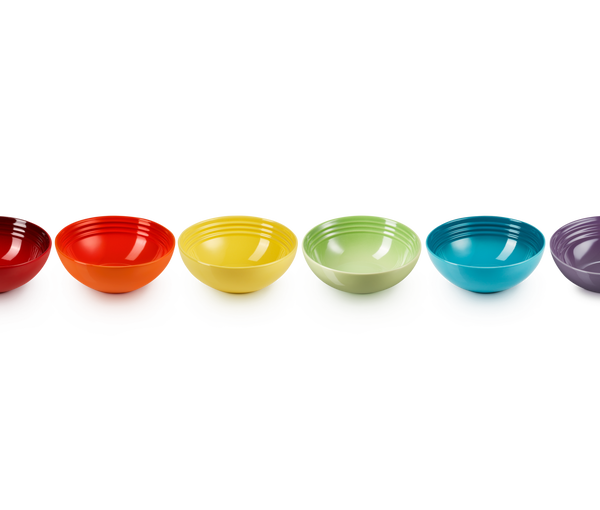 Le Creuset - Aardewerken Regenboog set ontbijtkommetjes per 6 16cm