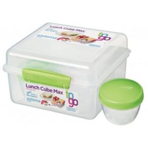 Sistema - To Go Lucnhbox Cube met Yoghurtpotje 2L - Limoengroen