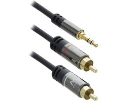 EWENT - Audiokabel - stereo ministekker (M) naar RCA x 2 (M) - 1.5 m - beschermd - zwart